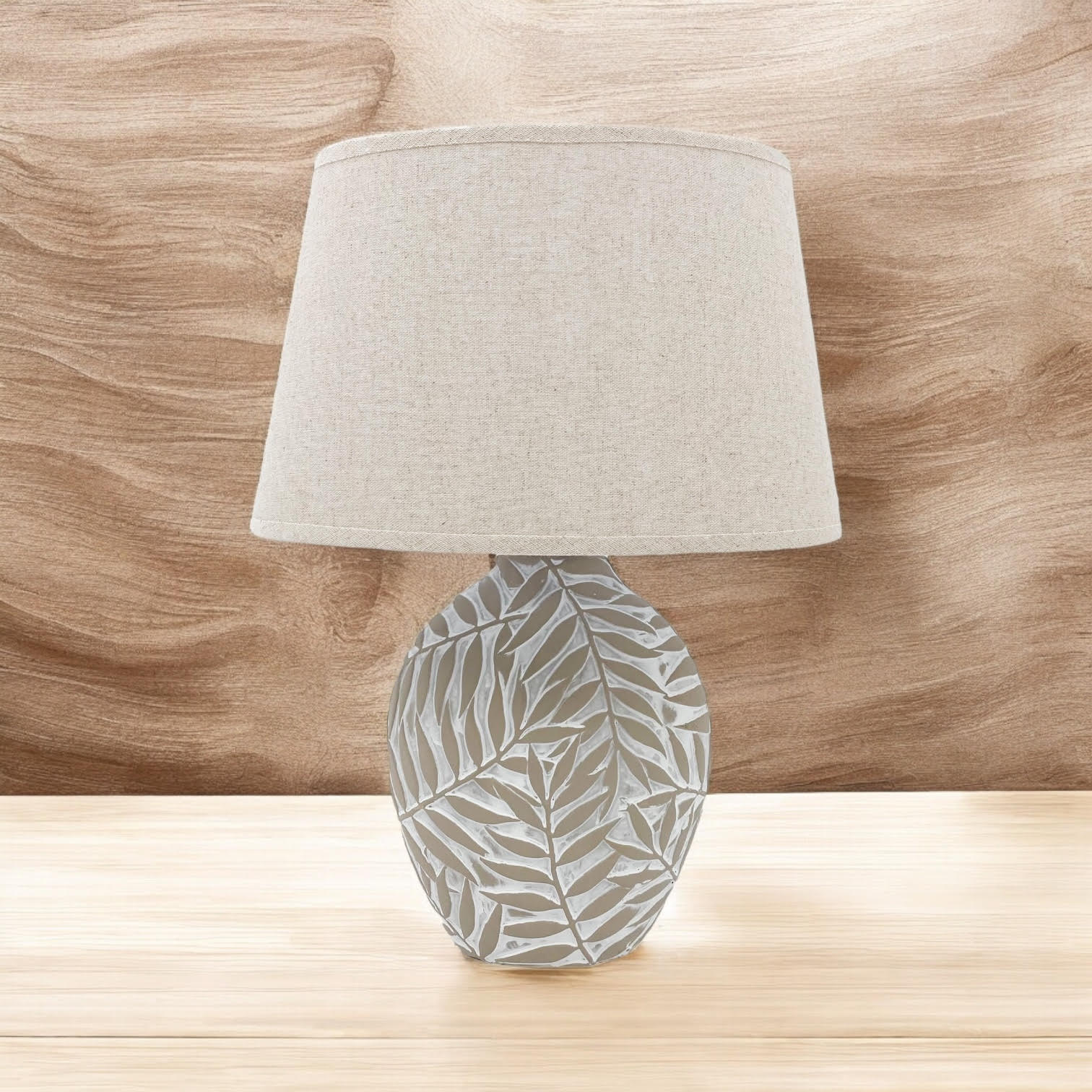Ceramic Table Lamp with Minimalist Design, Textured Base and Fabric Shade, Ideal for Ambient Light in Any Room