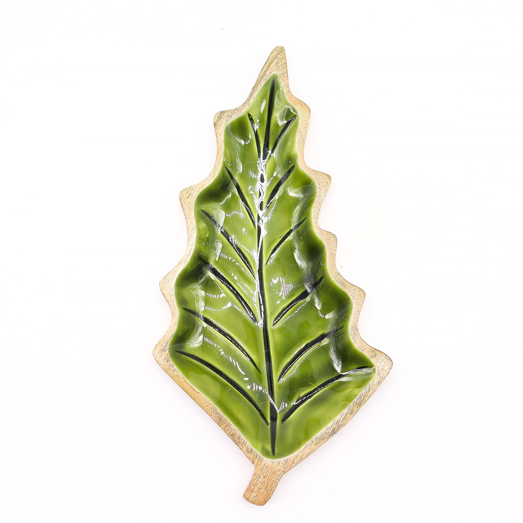 Lost in the Forrest - Enamel Leaf Wooden Bowl