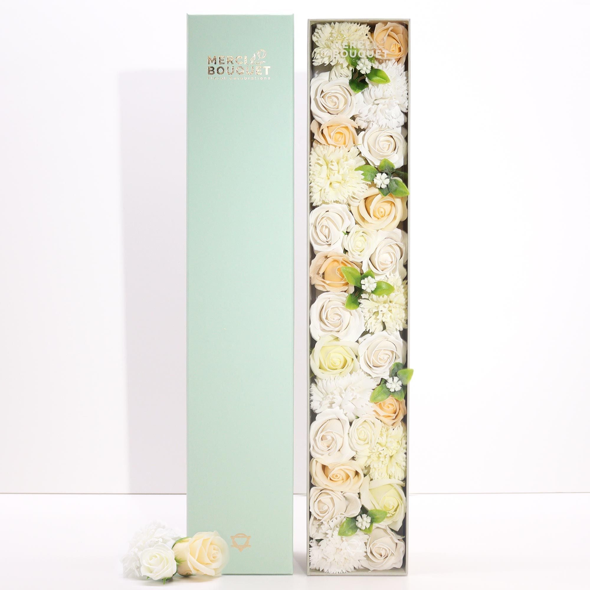 Long Box - White & Ivory Soap Roses
