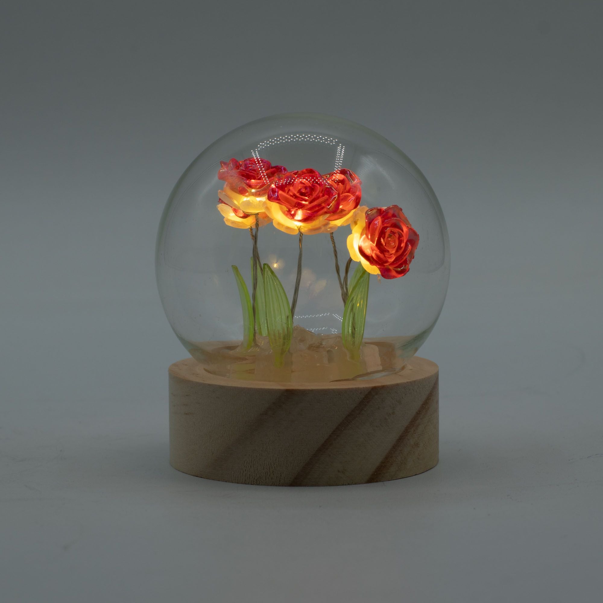 Floral Glow Garden Dome - Red Roses - LED Battery
