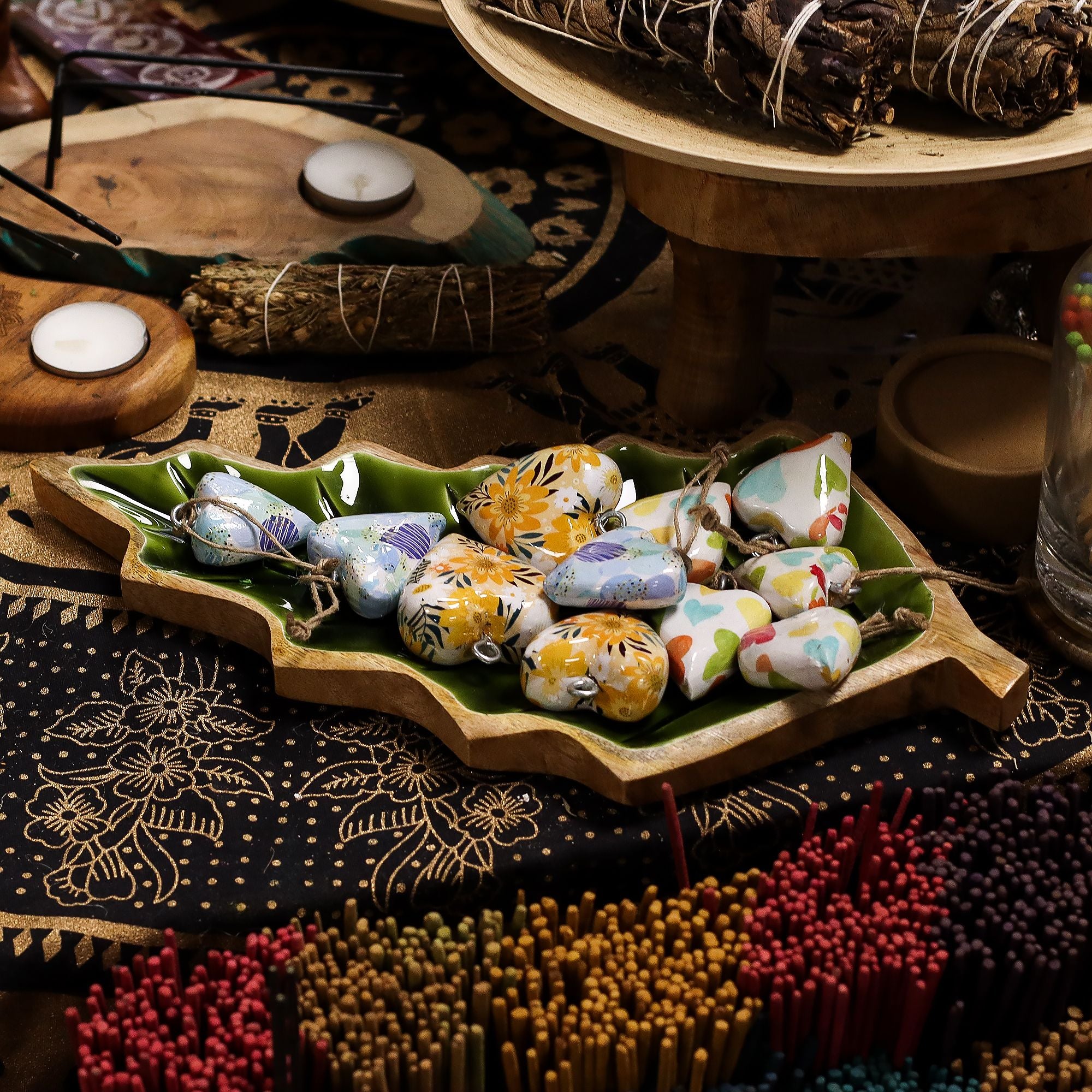 Lost in the Forrest - Enamel Leaf Wooden Bowl