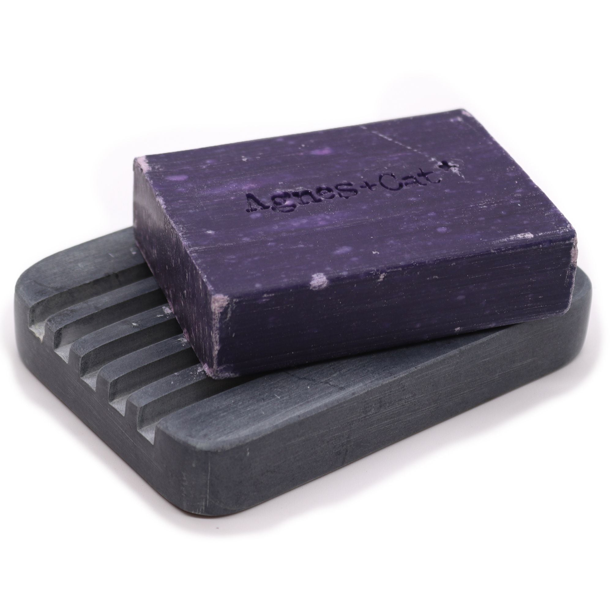 Grey Soapstone Soap Dish - Heavey Ridges