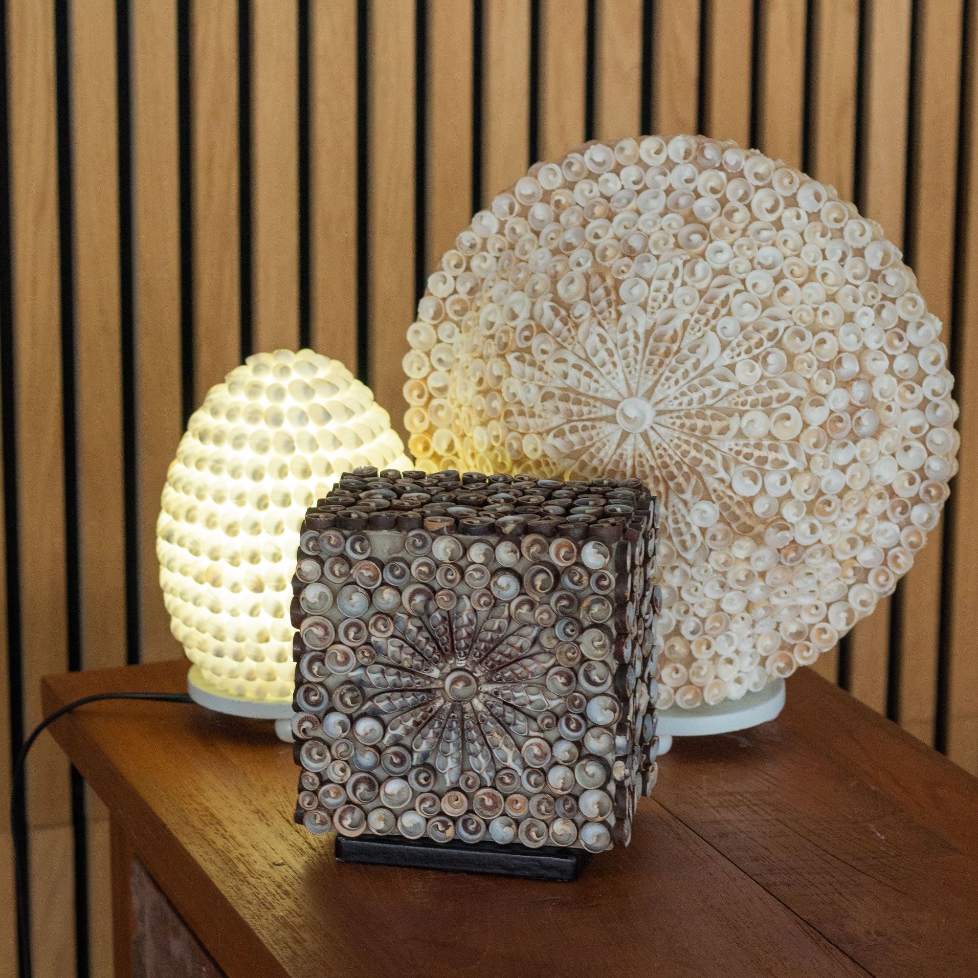 Boho Sea Shell Lamp - Cut Art Shell Oval - 15cm