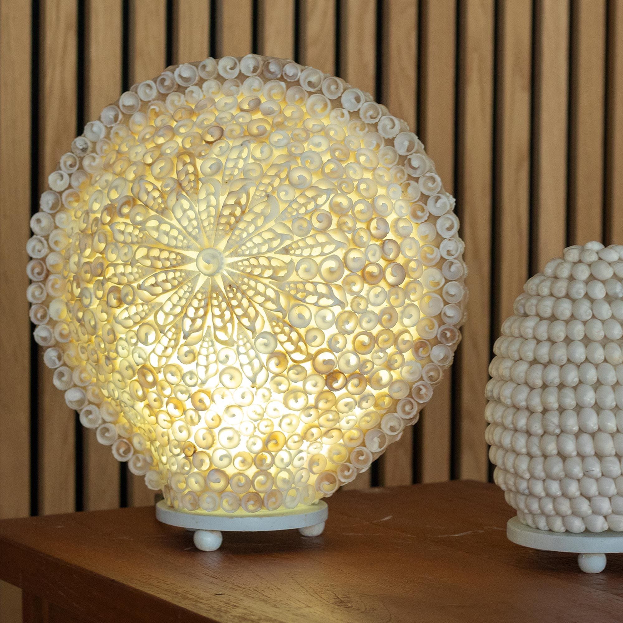 Boho Sea Shell Lamp - Cut Art Shell Large Round - 30cm