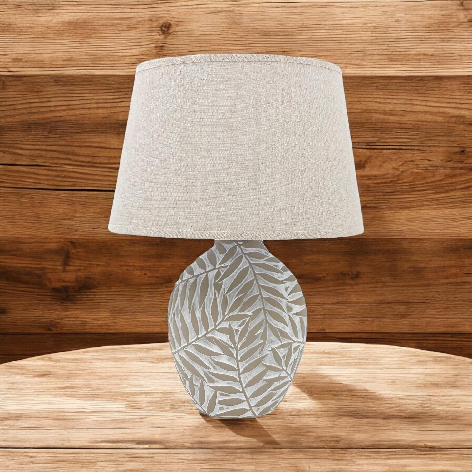 Ceramic Table Lamp with Minimalist Design, Textured Base and Fabric Shade, Ideal for Ambient Light in Any Room
