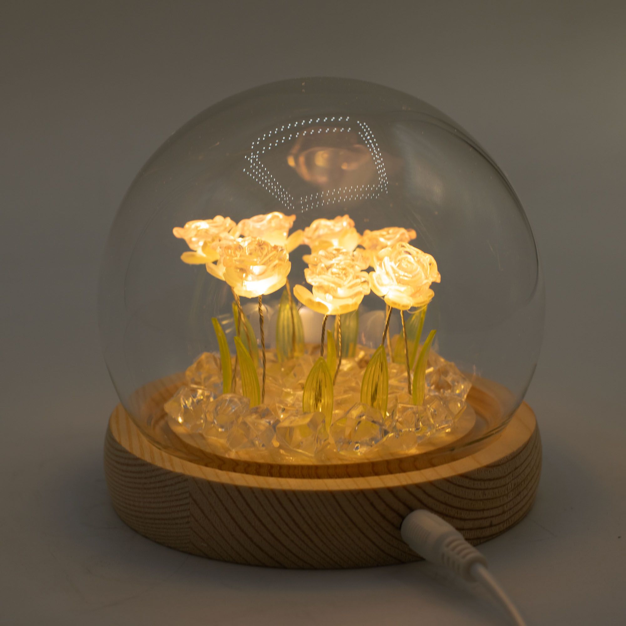 Floral Glow Garden Dome - Pink Roses - LED USB