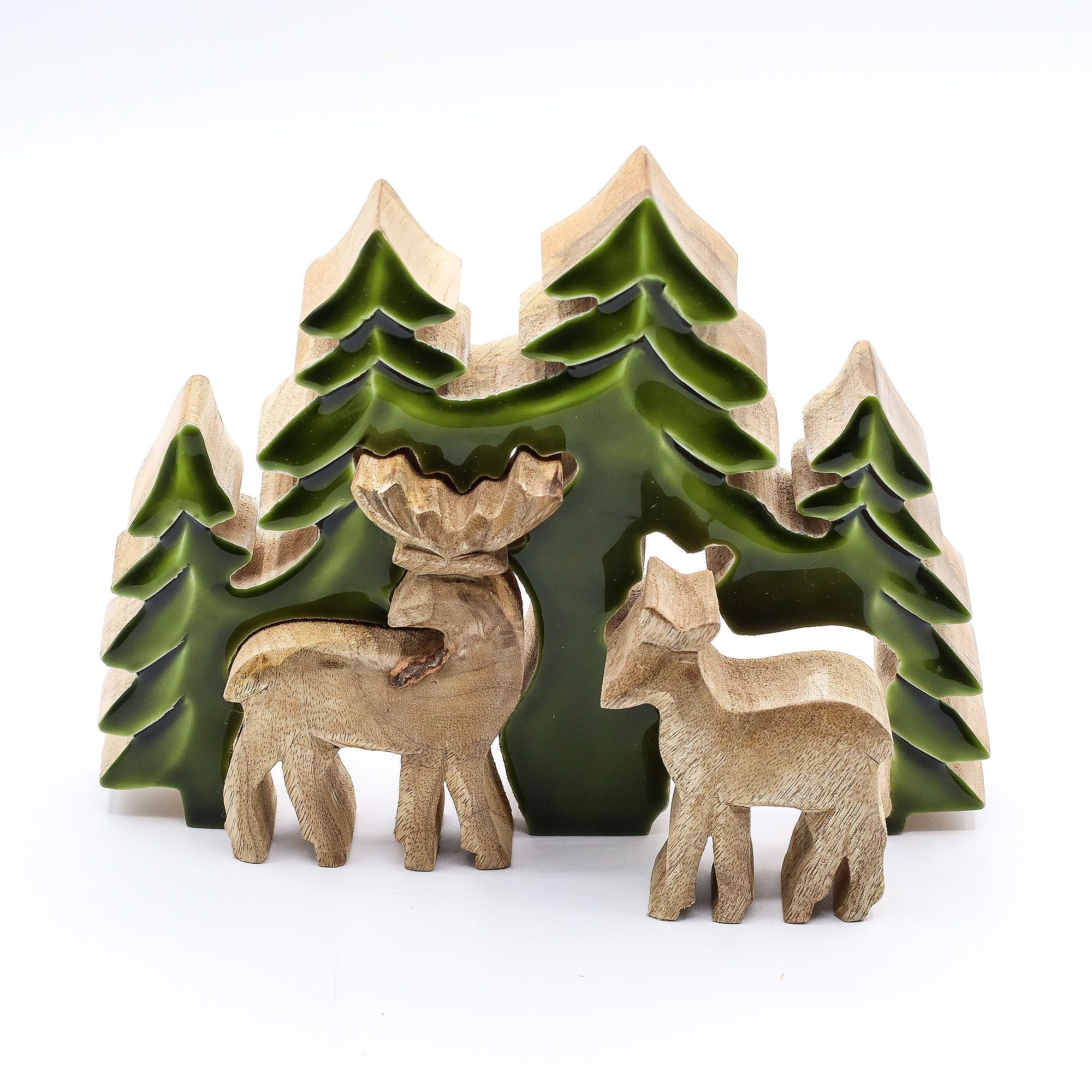 Lost in the Forrest -  Two Dear in the Forrest 3D Wooden Decoration