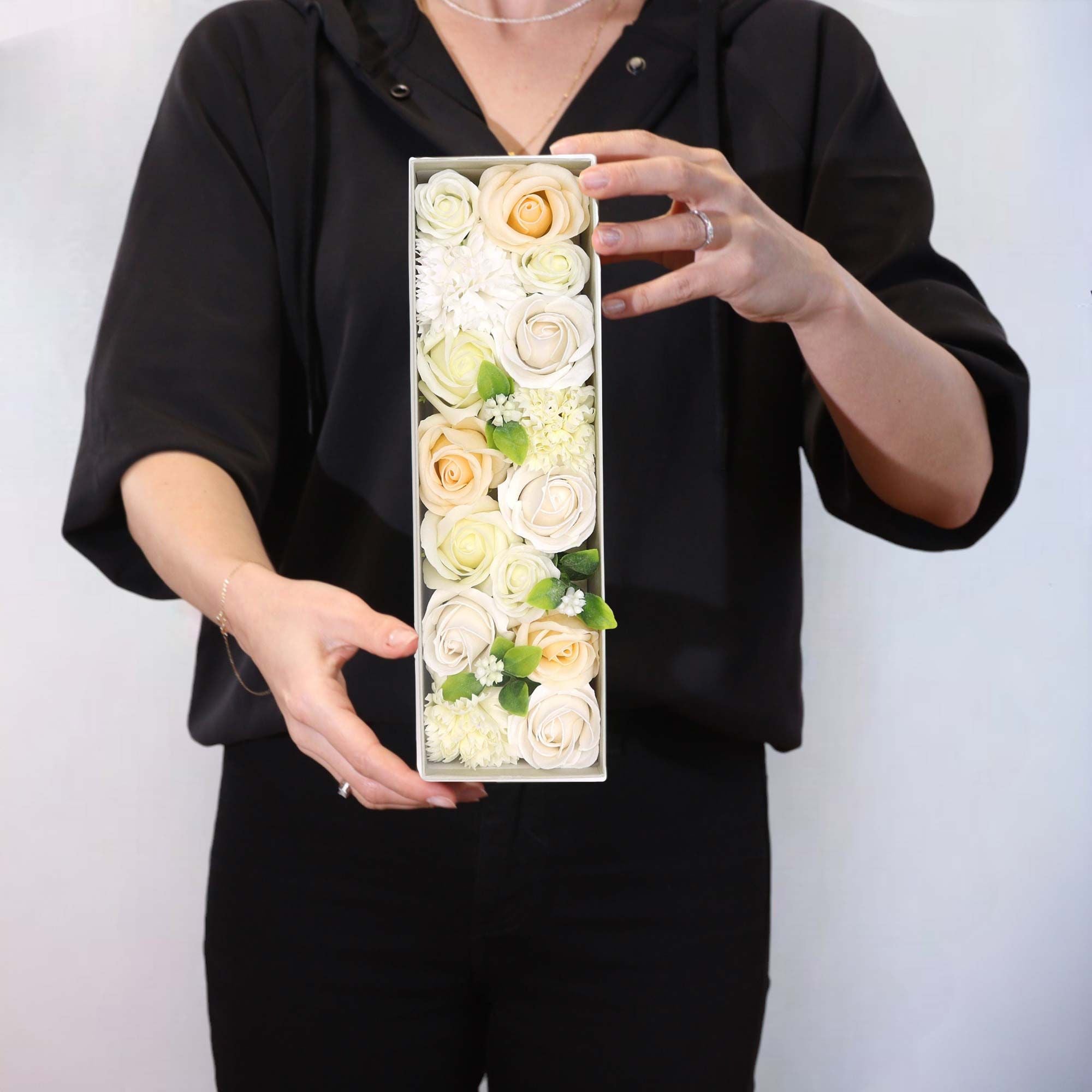 Long Box - White & Ivory Soap Roses
