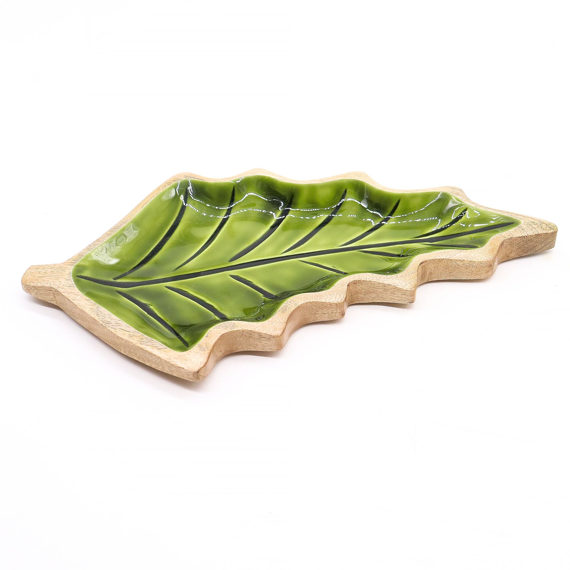 Lost in the Forrest -  Enamel Leaf Wooden Bowl