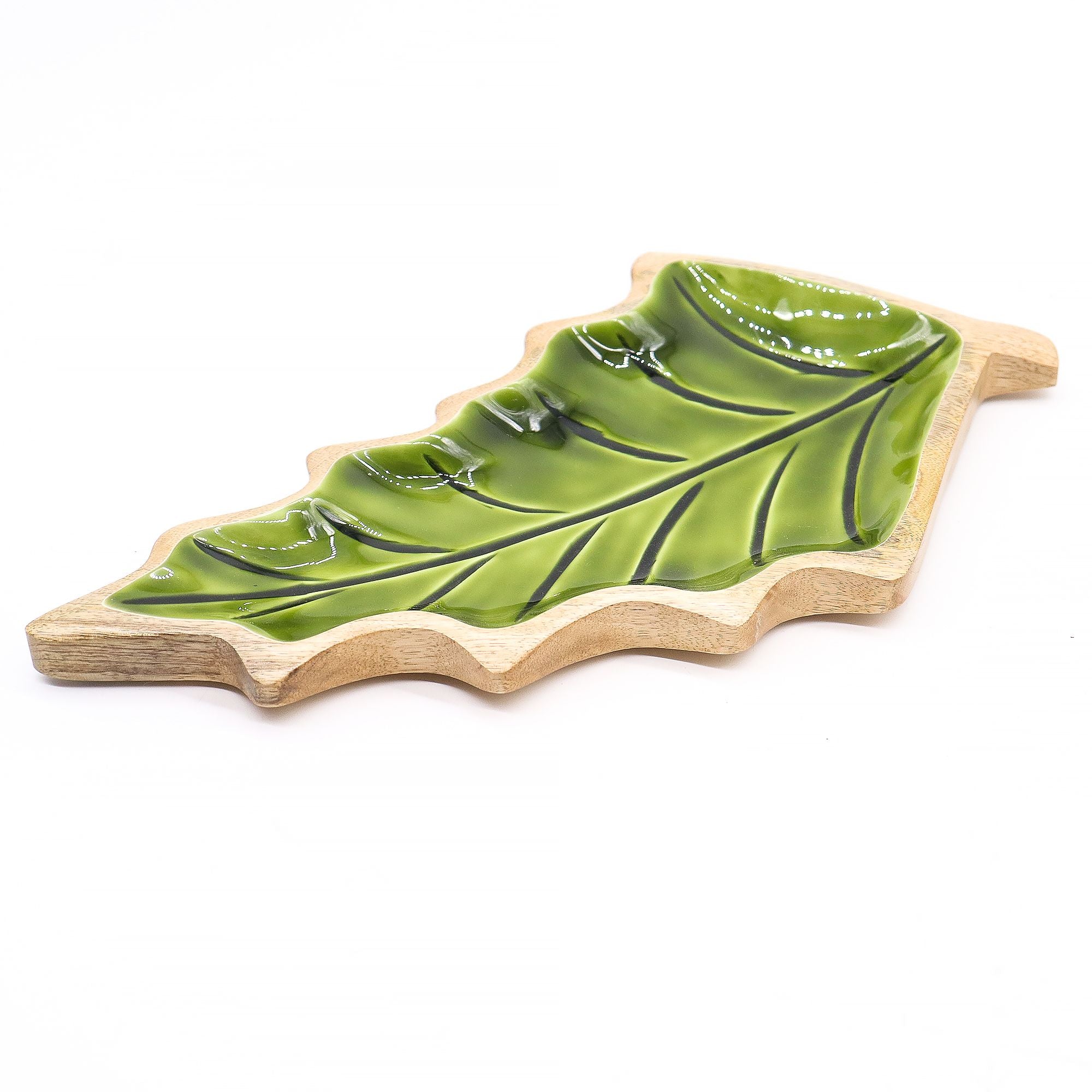Lost in the Forrest -  Enamel Leaf Wooden Bowl