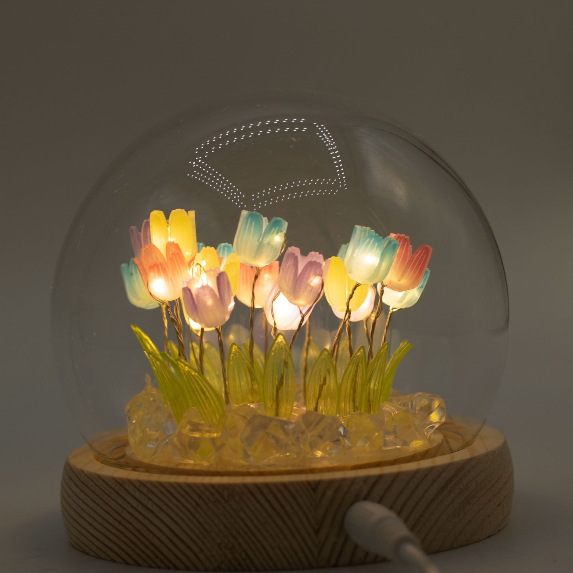 Floral Glow Garden Dome - Multi Tulips - LED USB