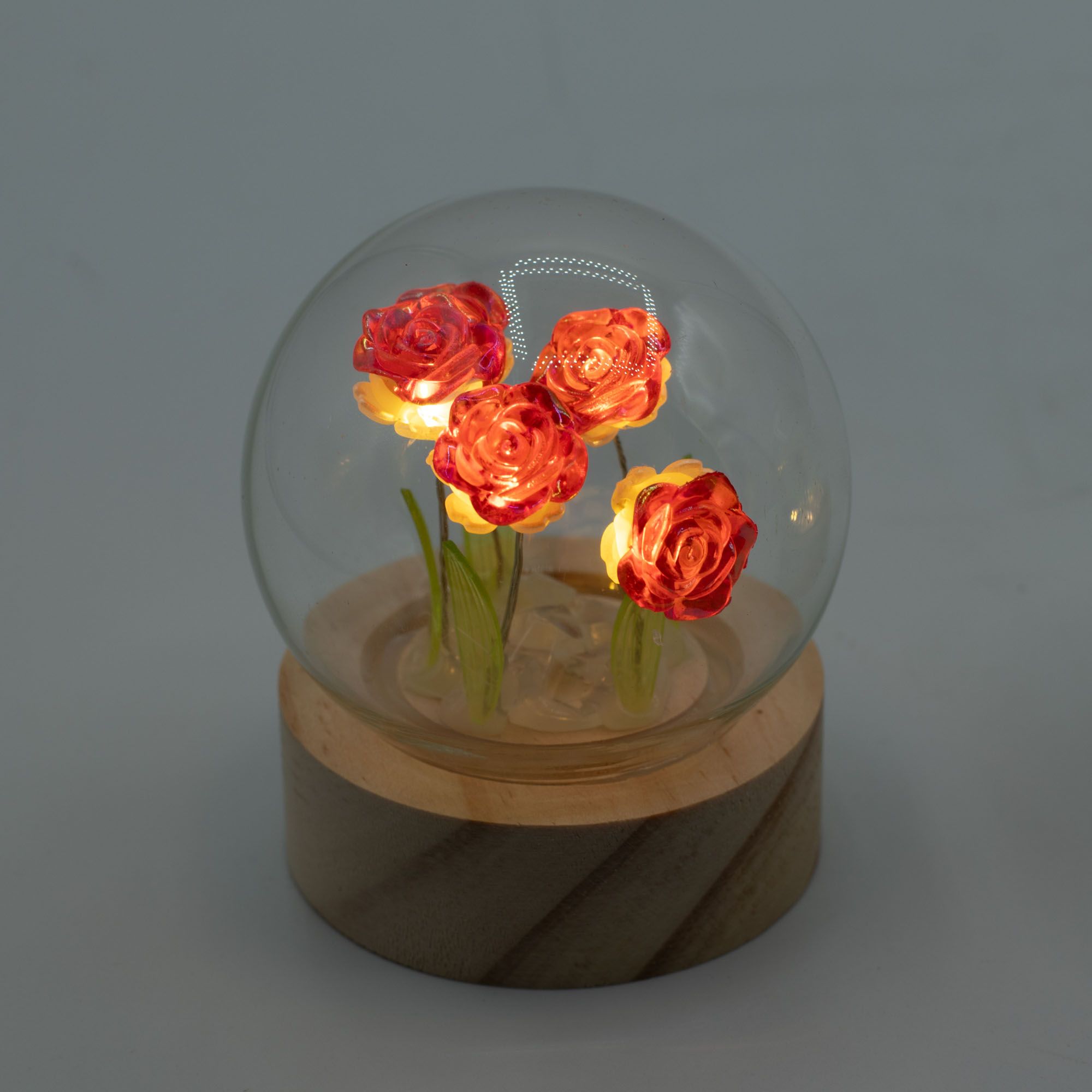 Floral Glow Garden Dome - Red Roses - LED Battery