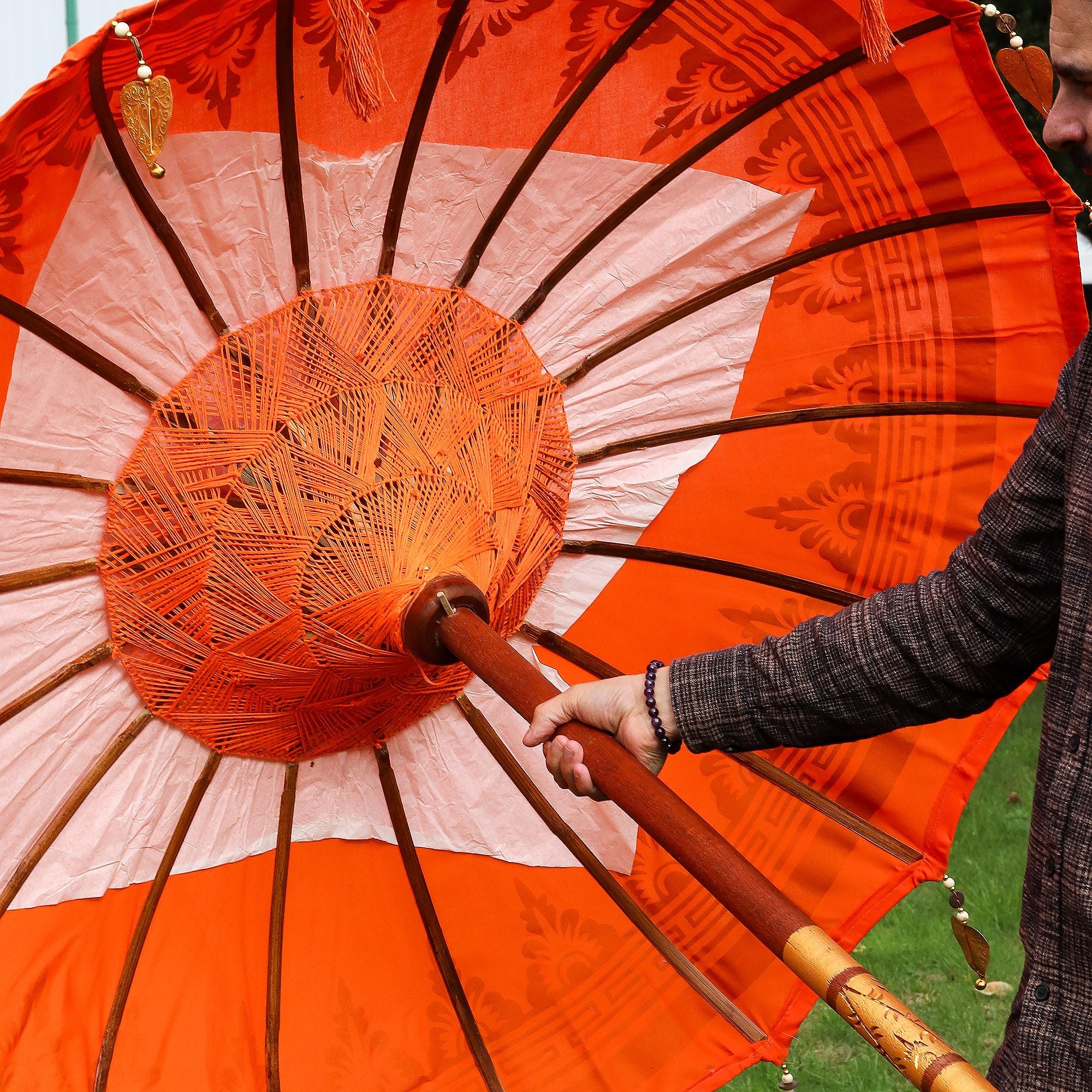 Bali Patio Parasol - Cotton - Orange Decor - 1.5m