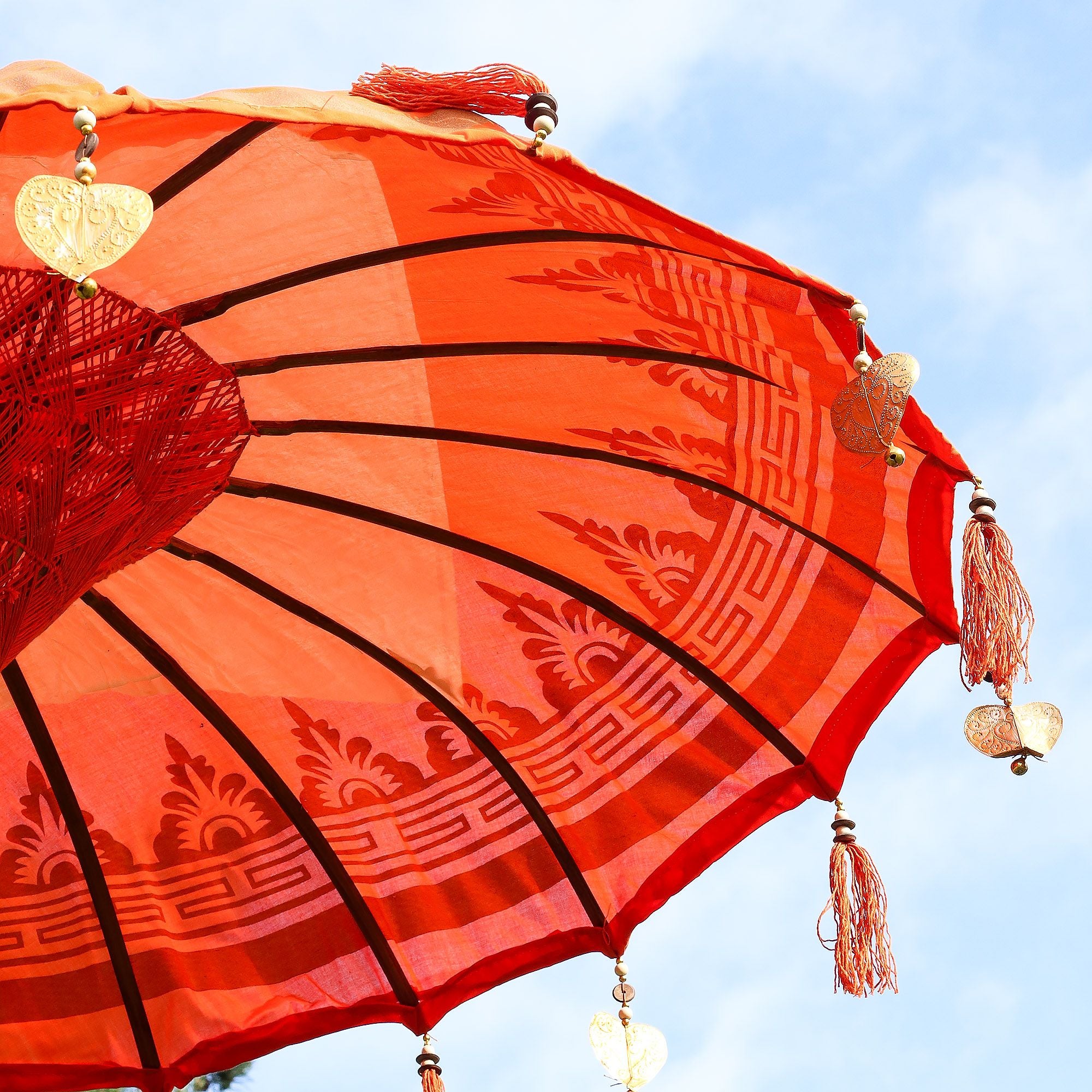Bali Patio Parasol - Cotton - Orange Decor - 1.5m