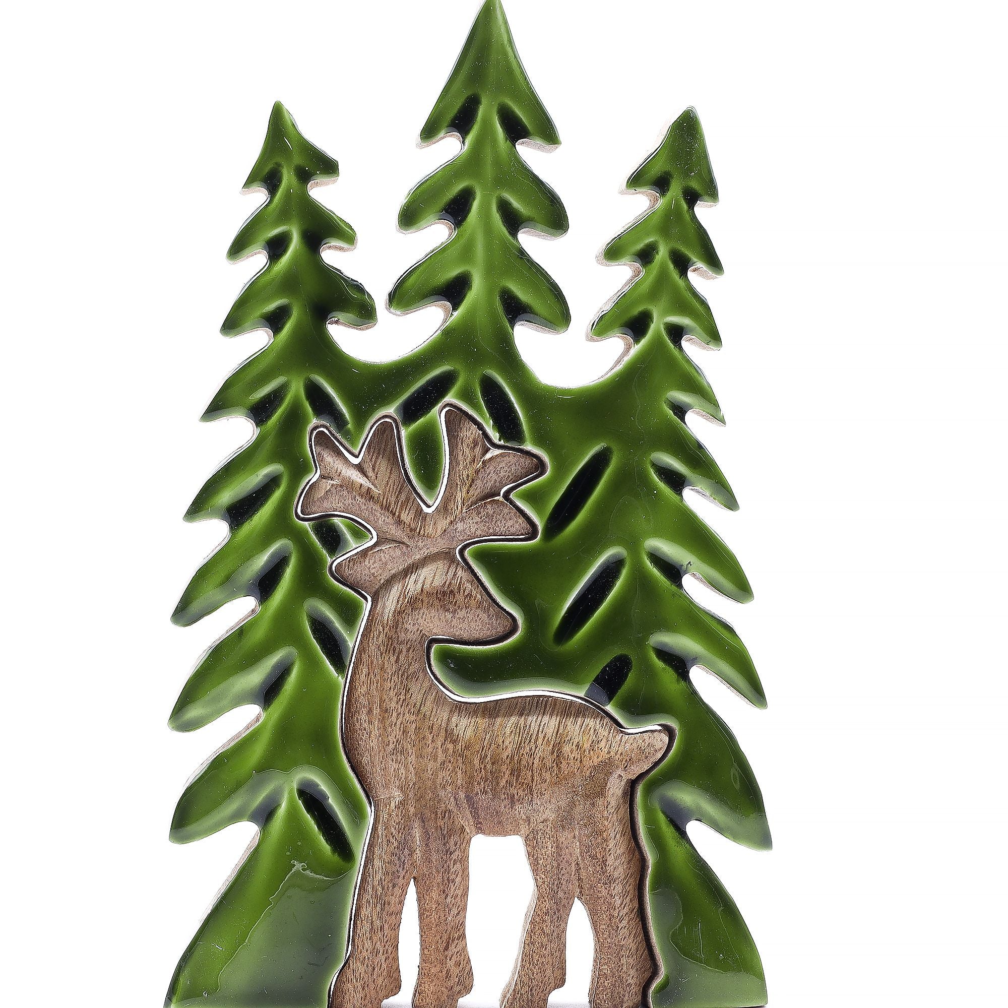 Lost in the Forrest -  Stag in the Forrest 3D Wooden Decoration