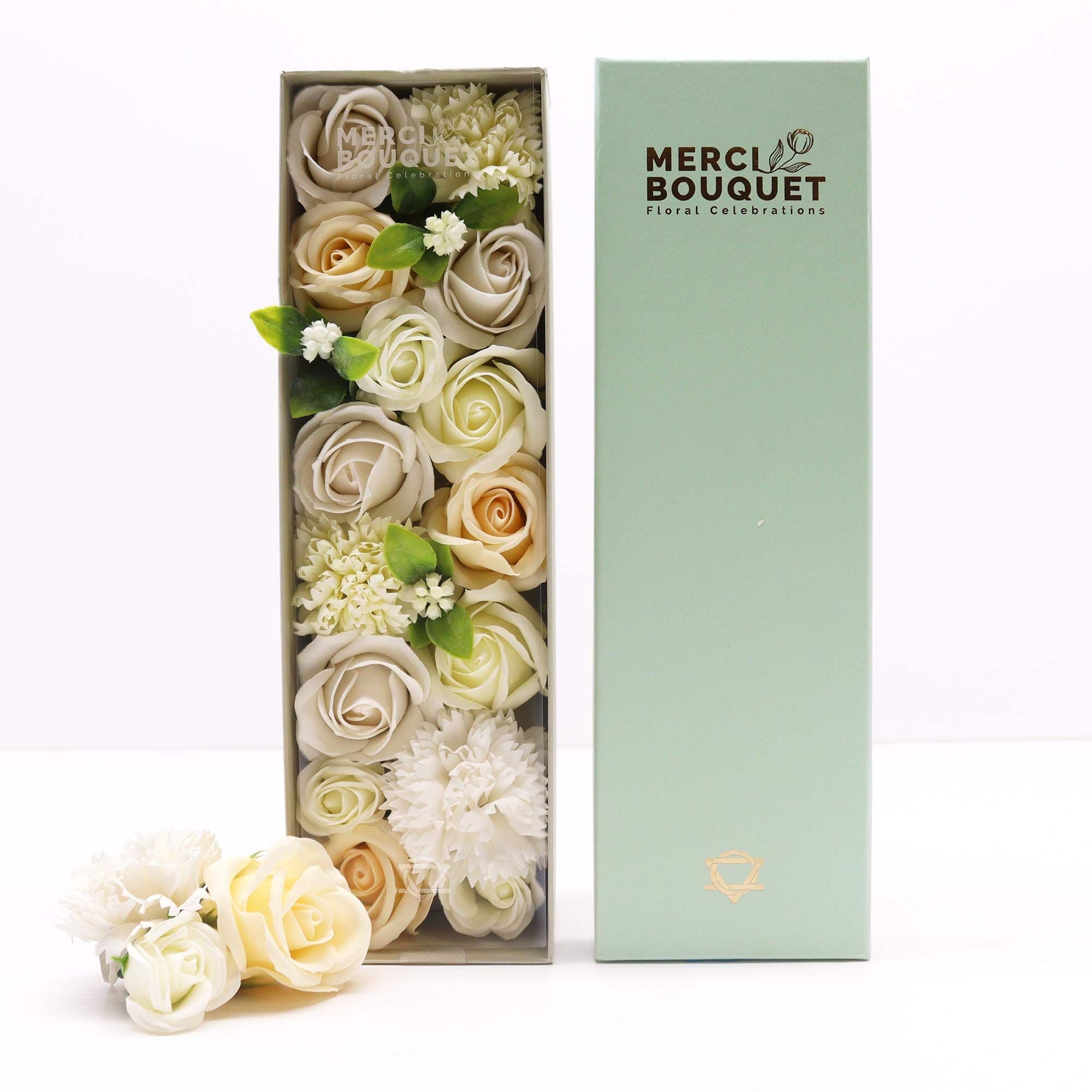 Long Box - White & Ivory Soap Roses