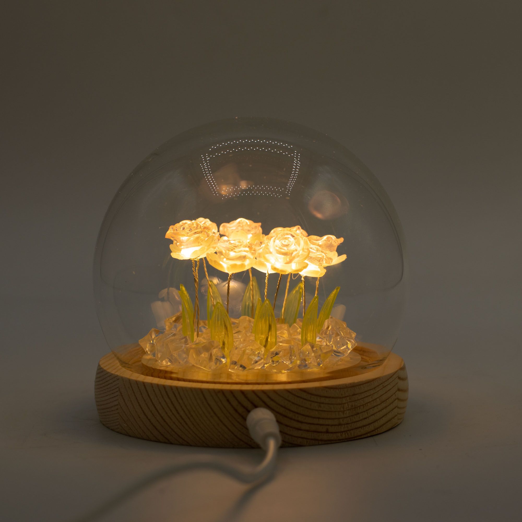 Floral Glow Garden Dome - Pink Roses - LED USB