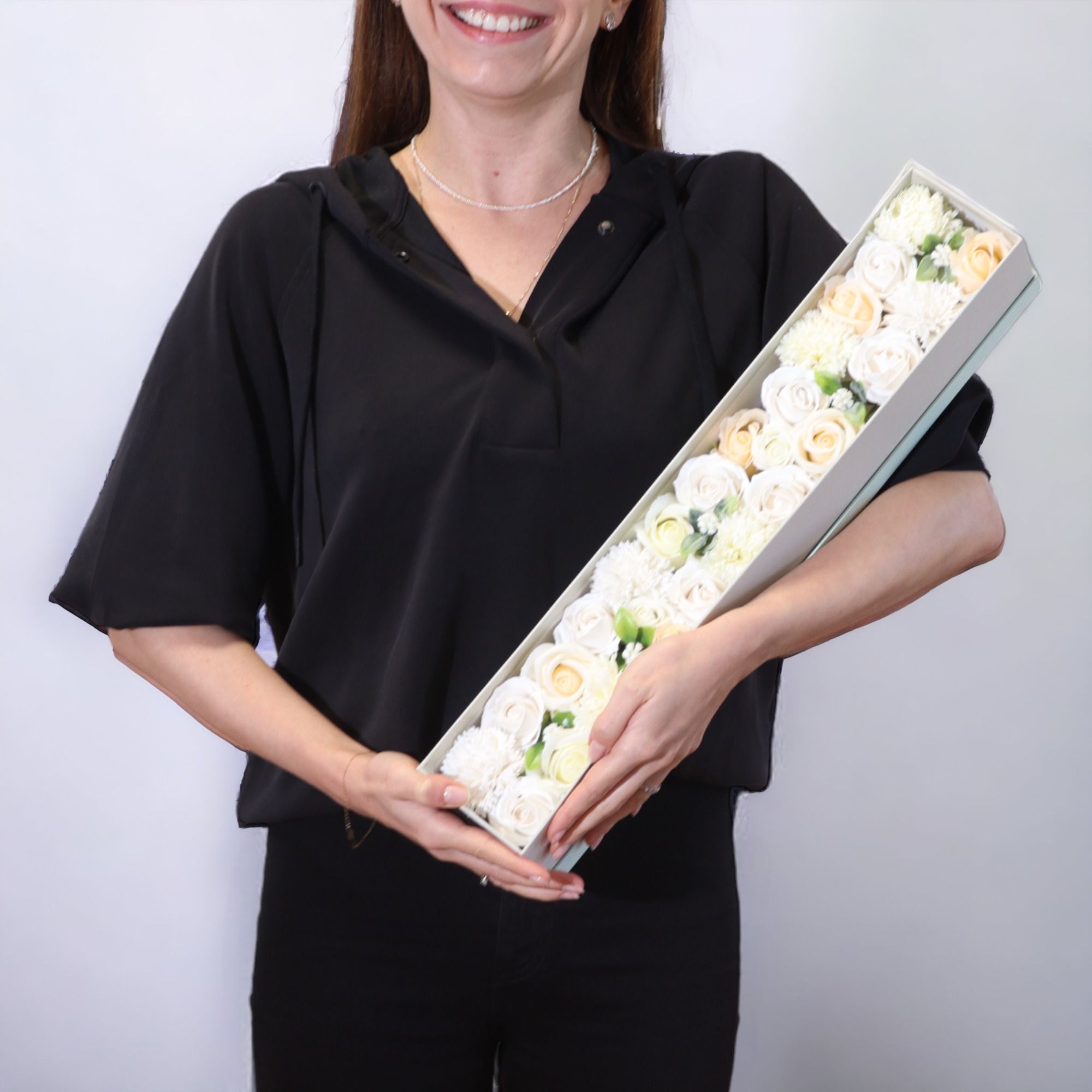 Long Box - White & Ivory Soap Roses