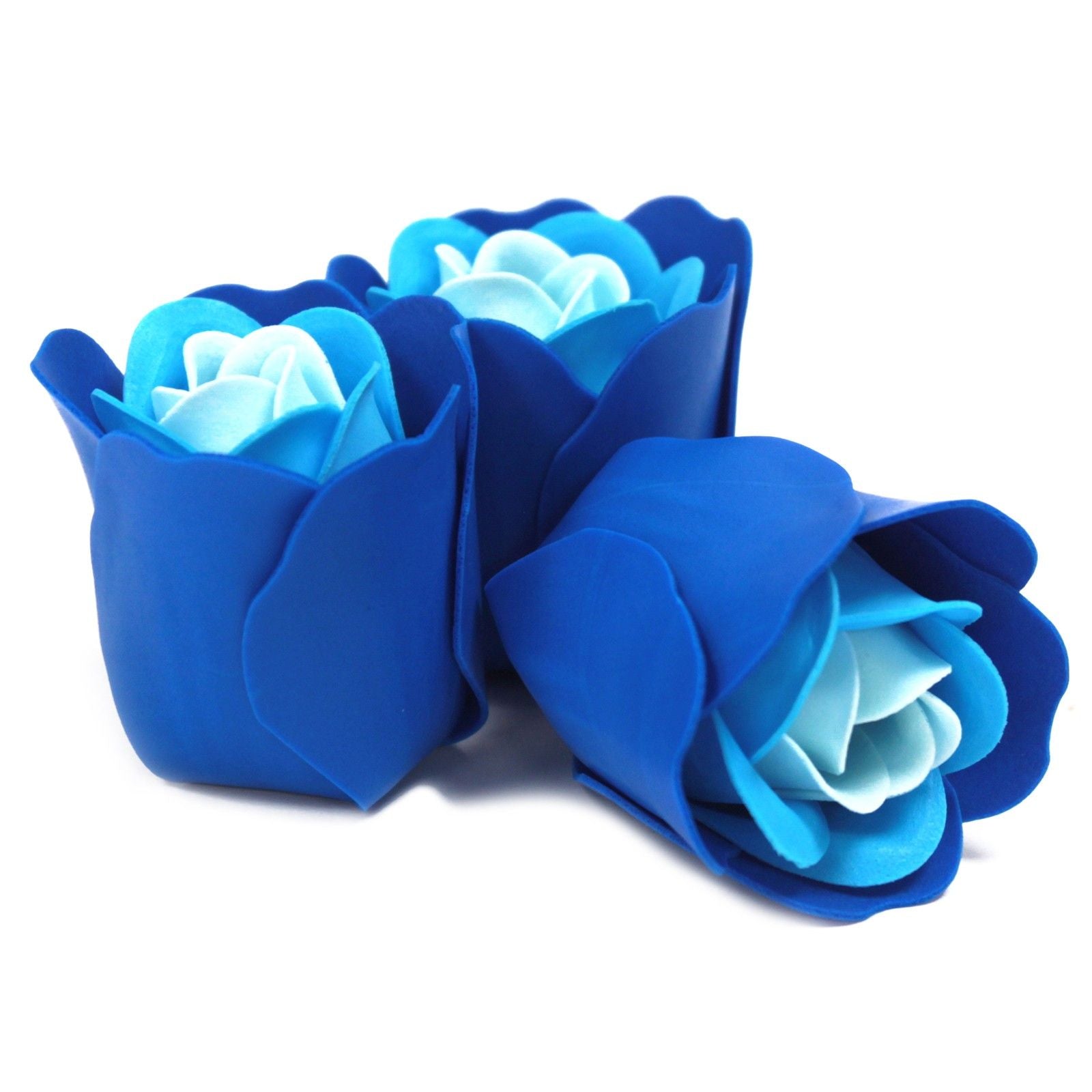 Set of 3 Soap Flower Heart Box - Blue Roses