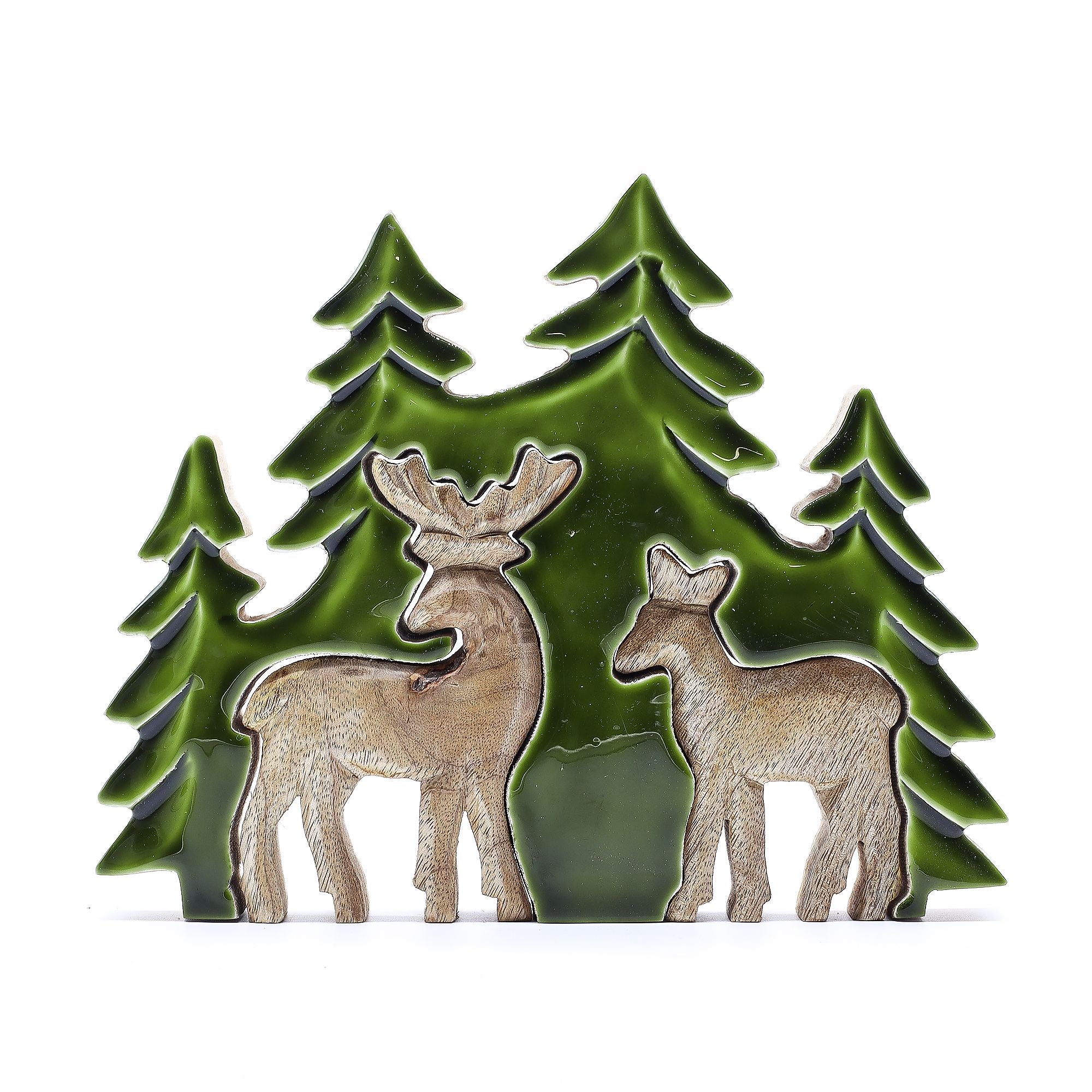 Lost in the Forrest -  Two Dear in the Forrest 3D Wooden Decoration