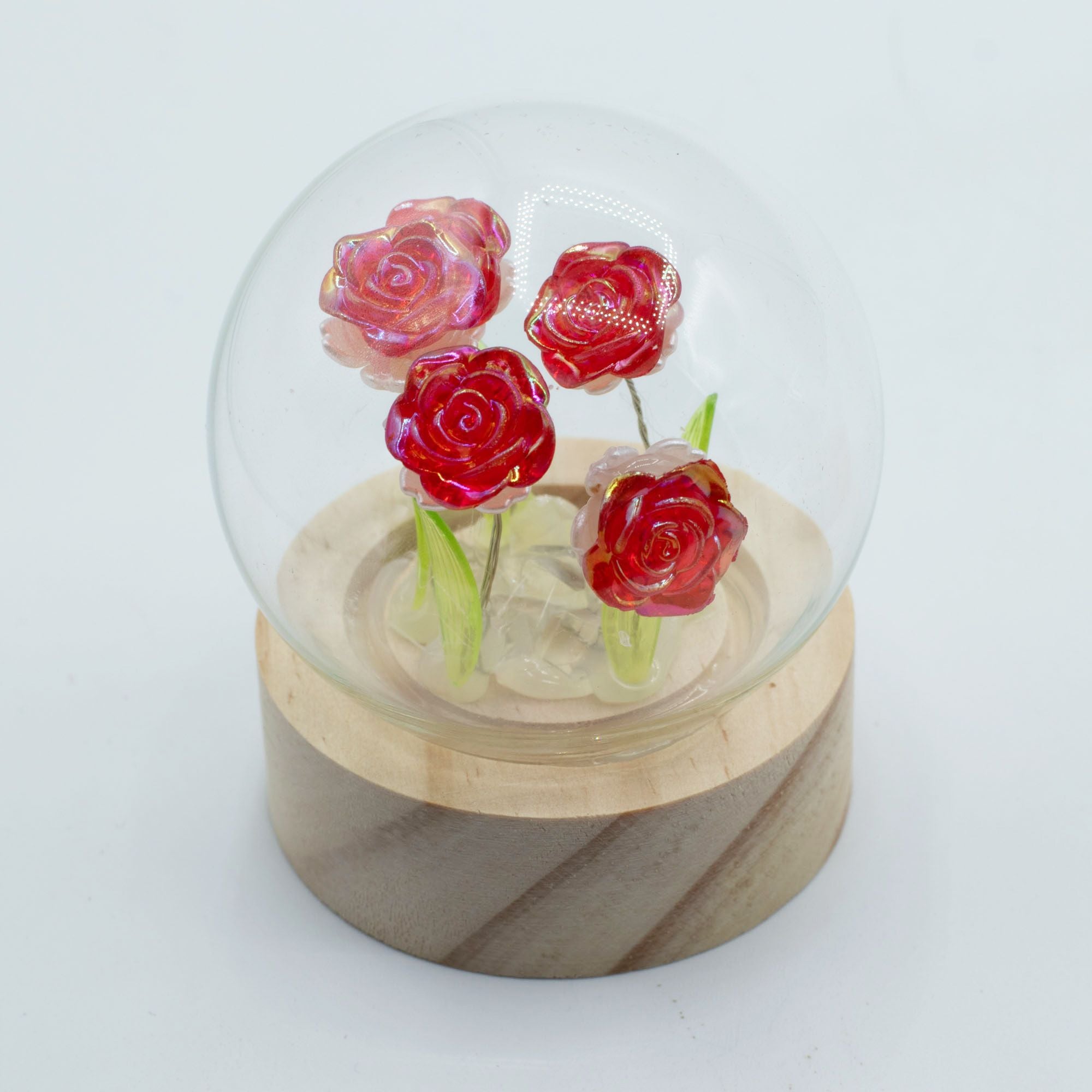 Floral Glow Garden Dome - Red Roses - LED Battery