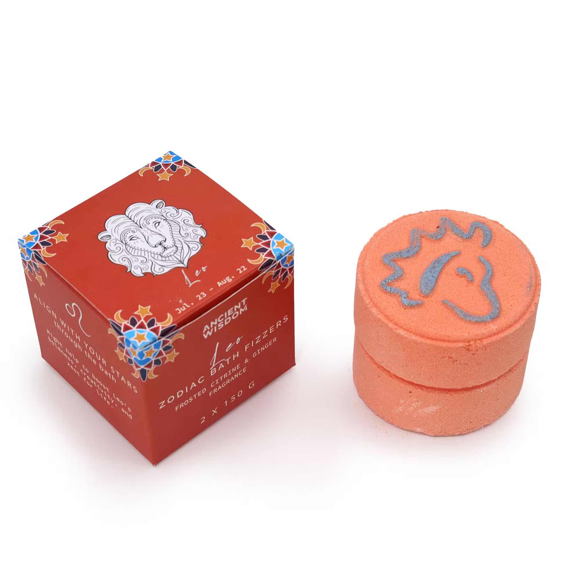 Set of 2 - Zodiac Bath Fizzers with Horoscope - Leo