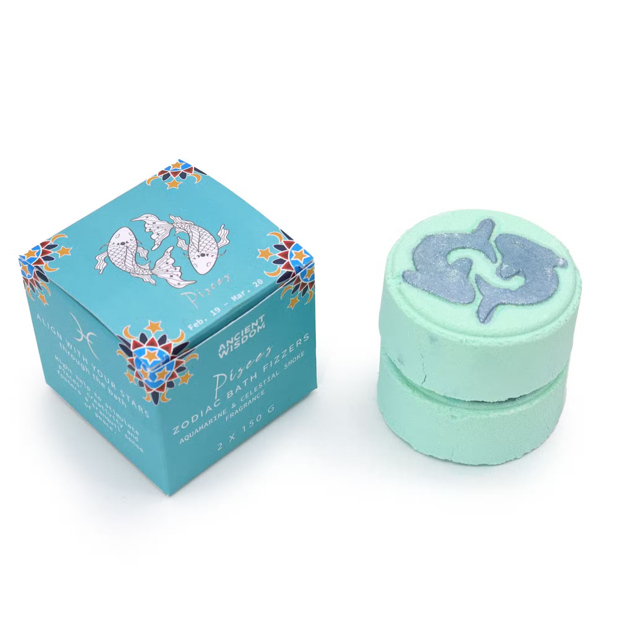 Set of2 -  Zodiac Bath Fizzers with Horoscope - Pisces