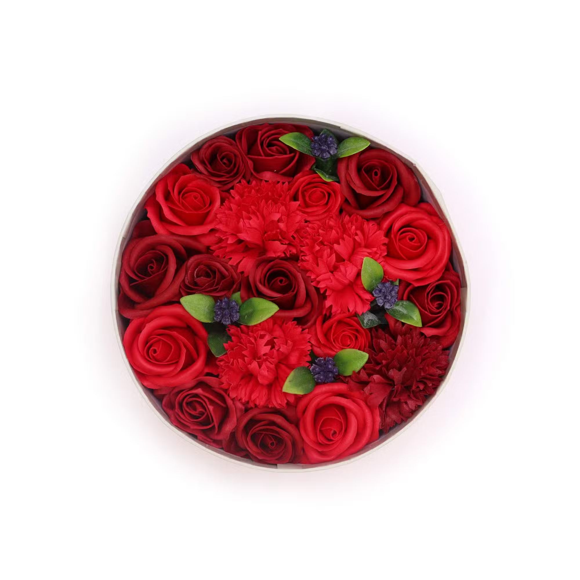 Round Soap Flower Gift Box - Classic Red Roses