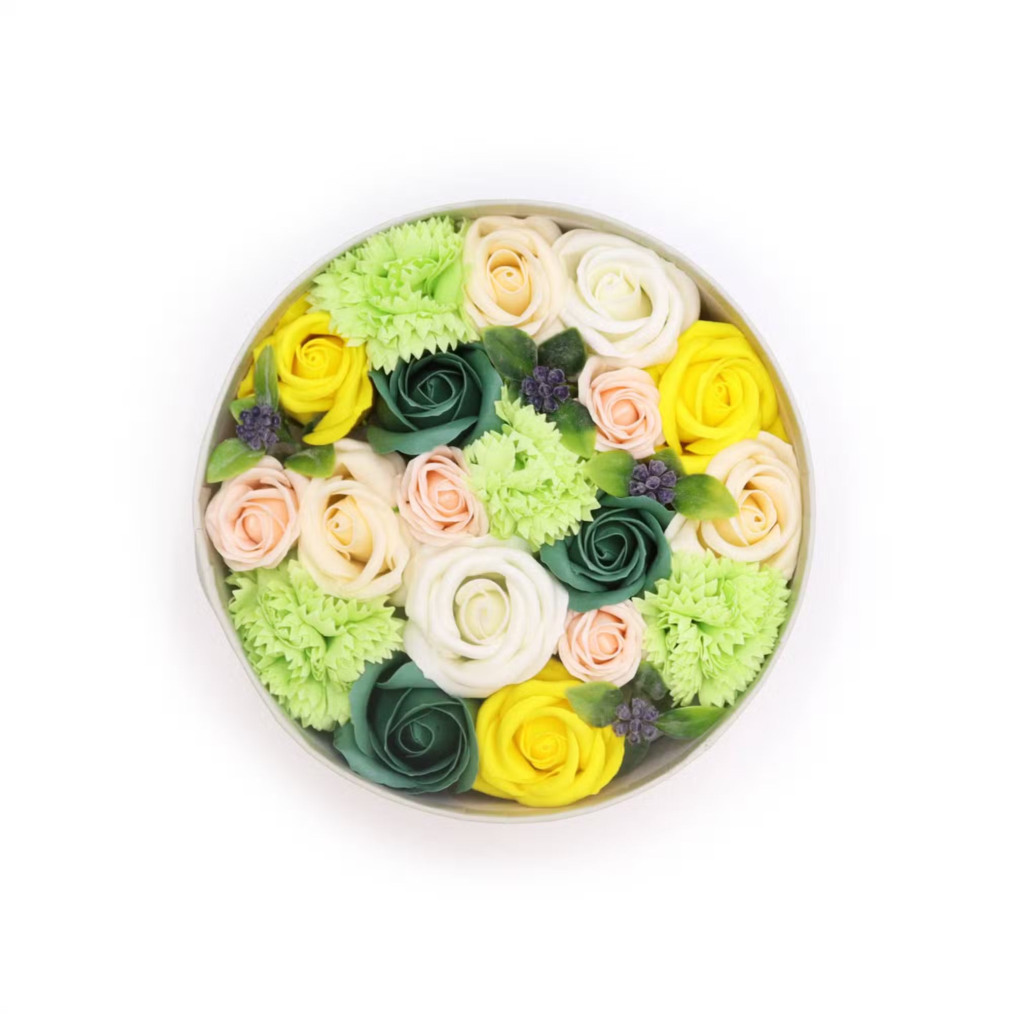Round Soap Flower Gift Box - Spring Roses