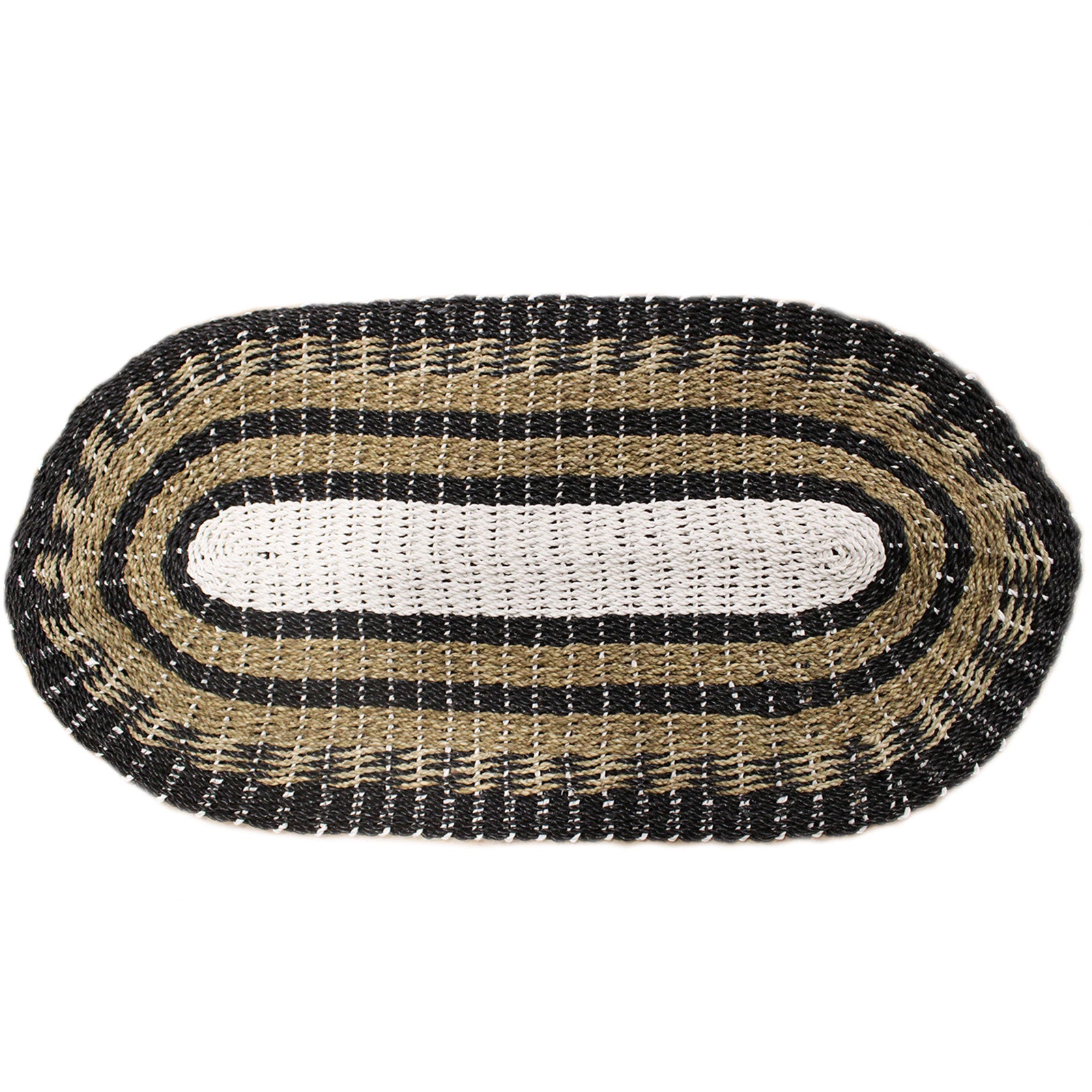 Oval Seagrass Black, White & Tan - Classic
