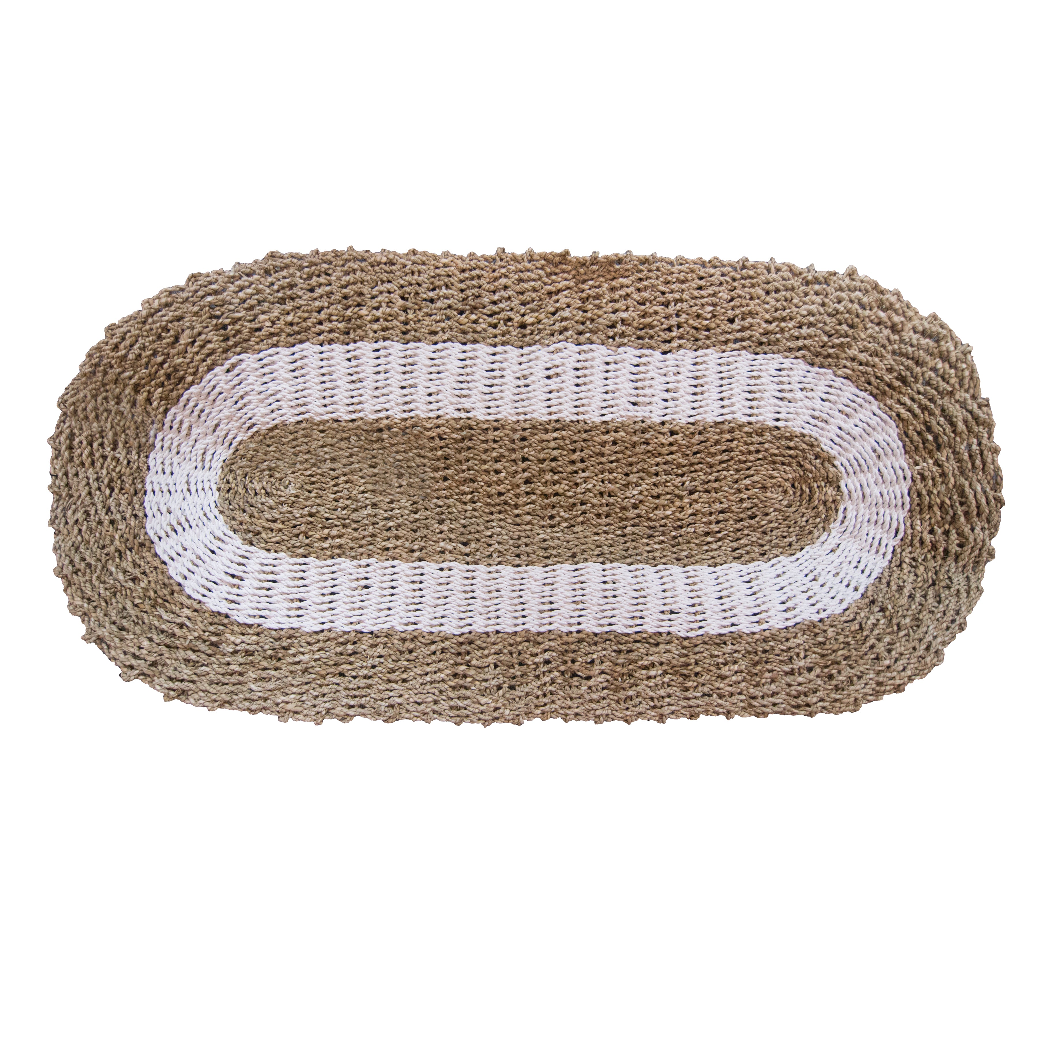 Oval Seagrass White & Tan - Classic