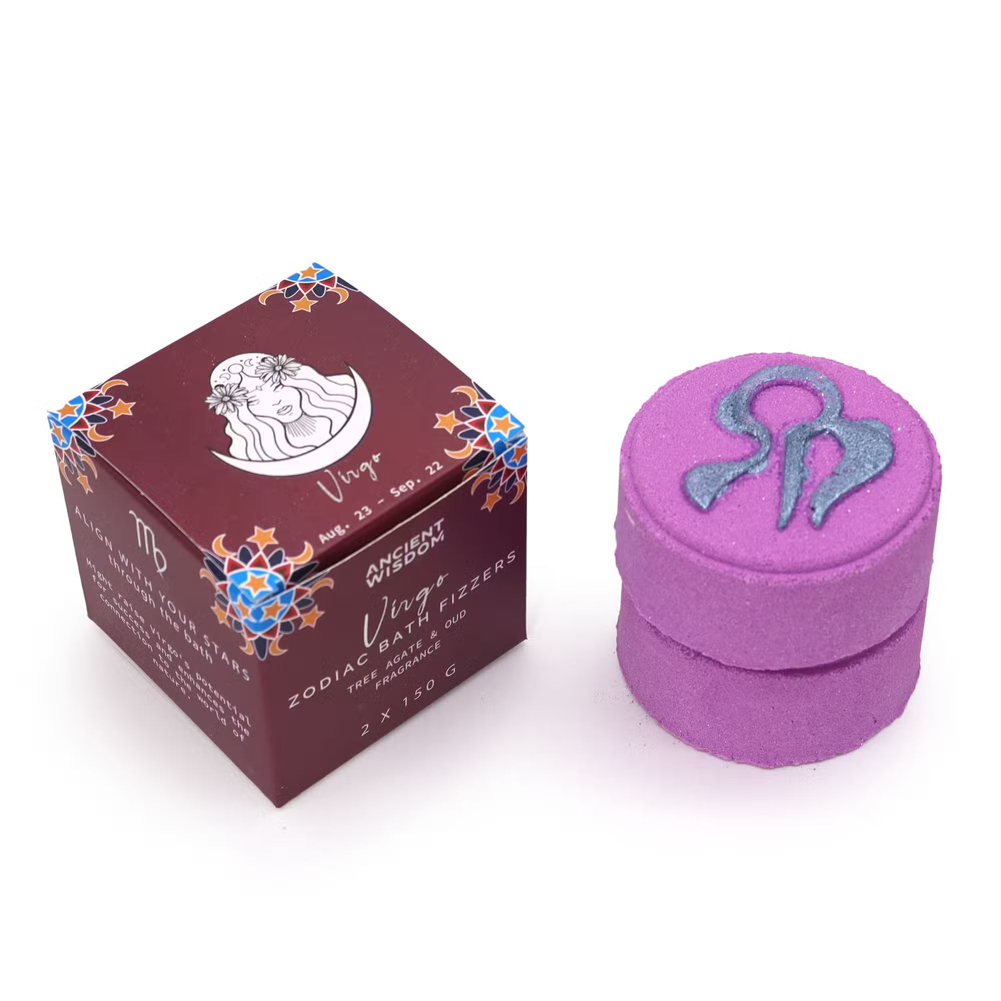Set of 2 - Zodiac Bath Fizzers with Horoscope - Virgo